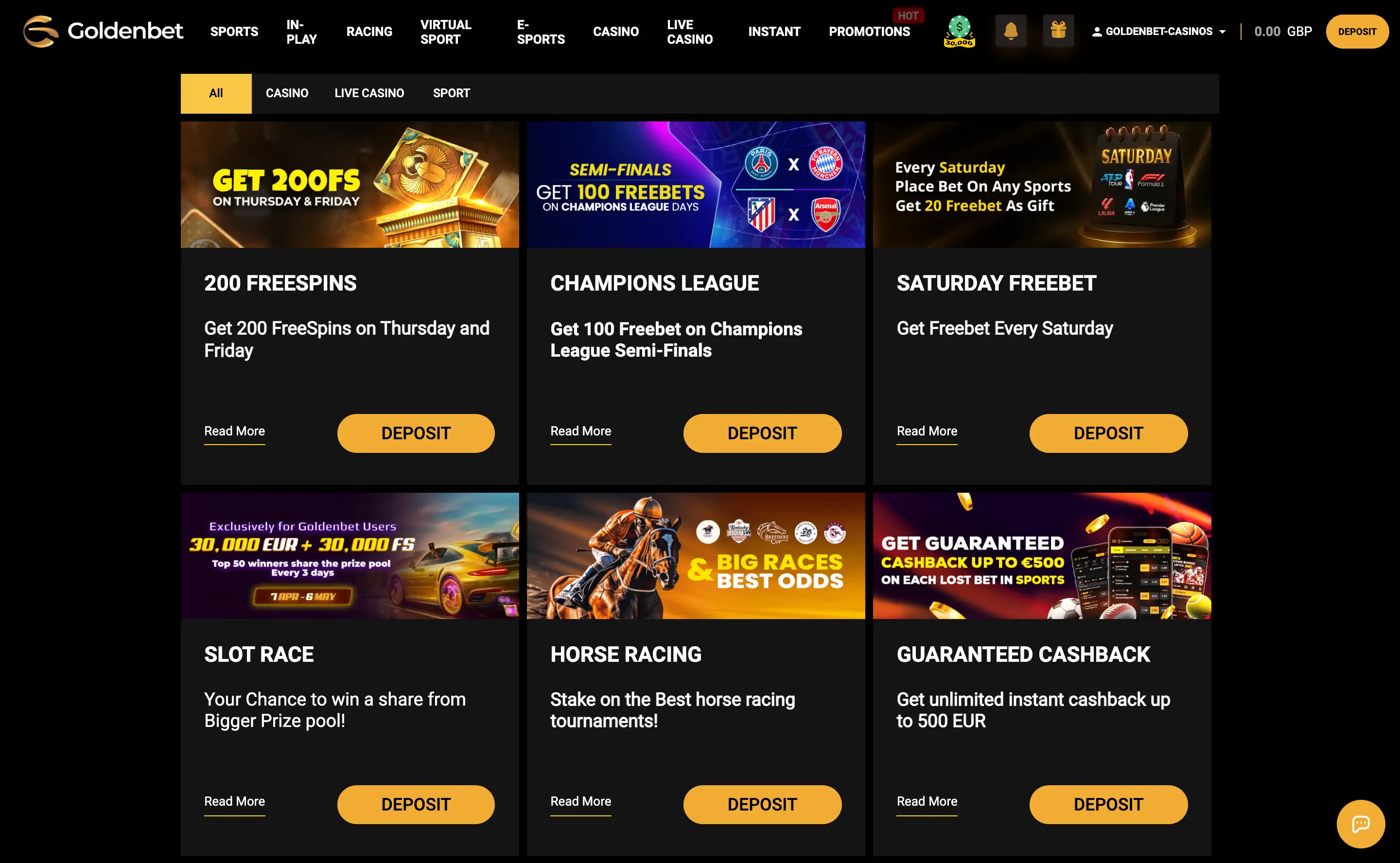 Goldenbet desktop bonus list