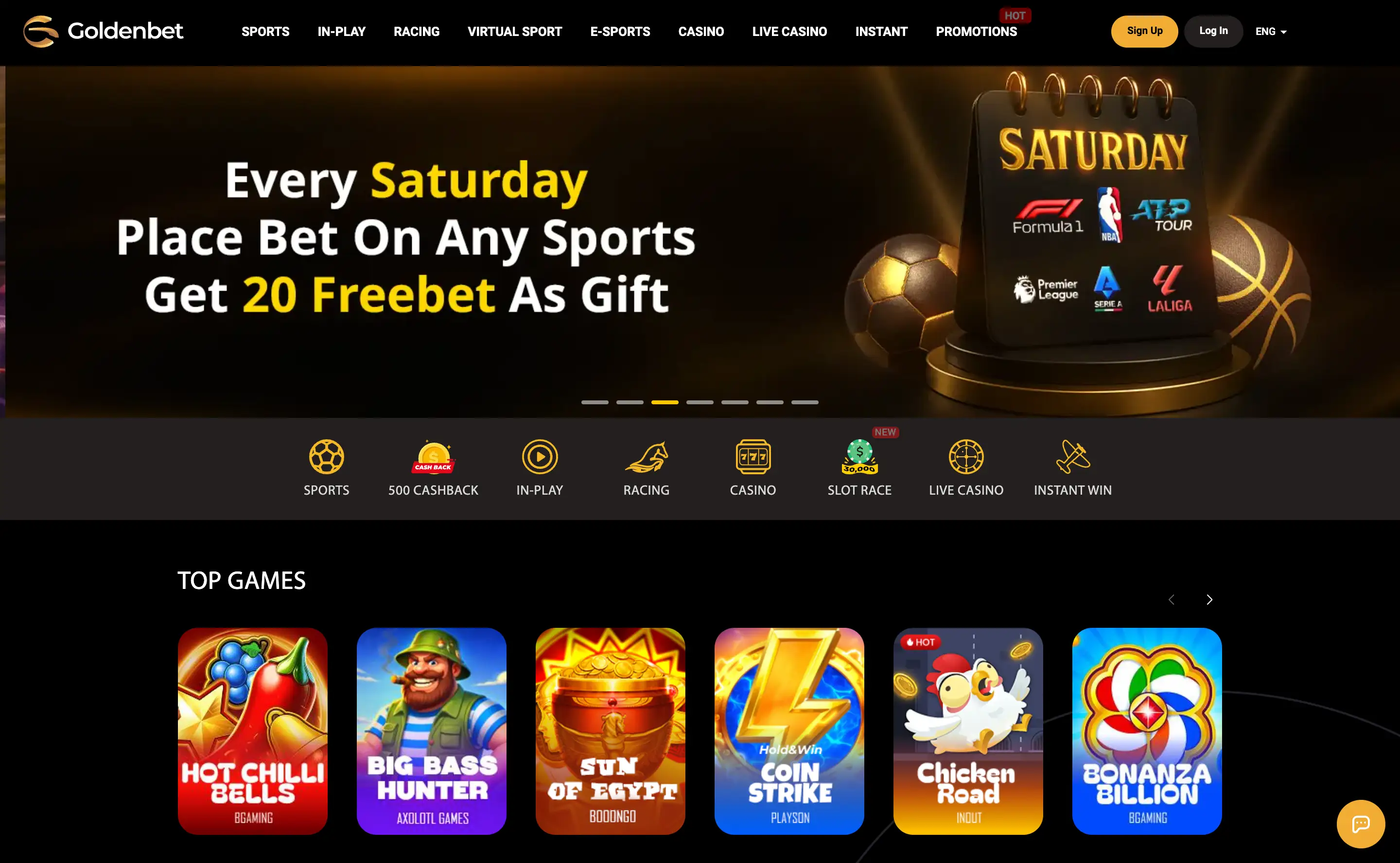 Goldenbet desktop casino lobby overview